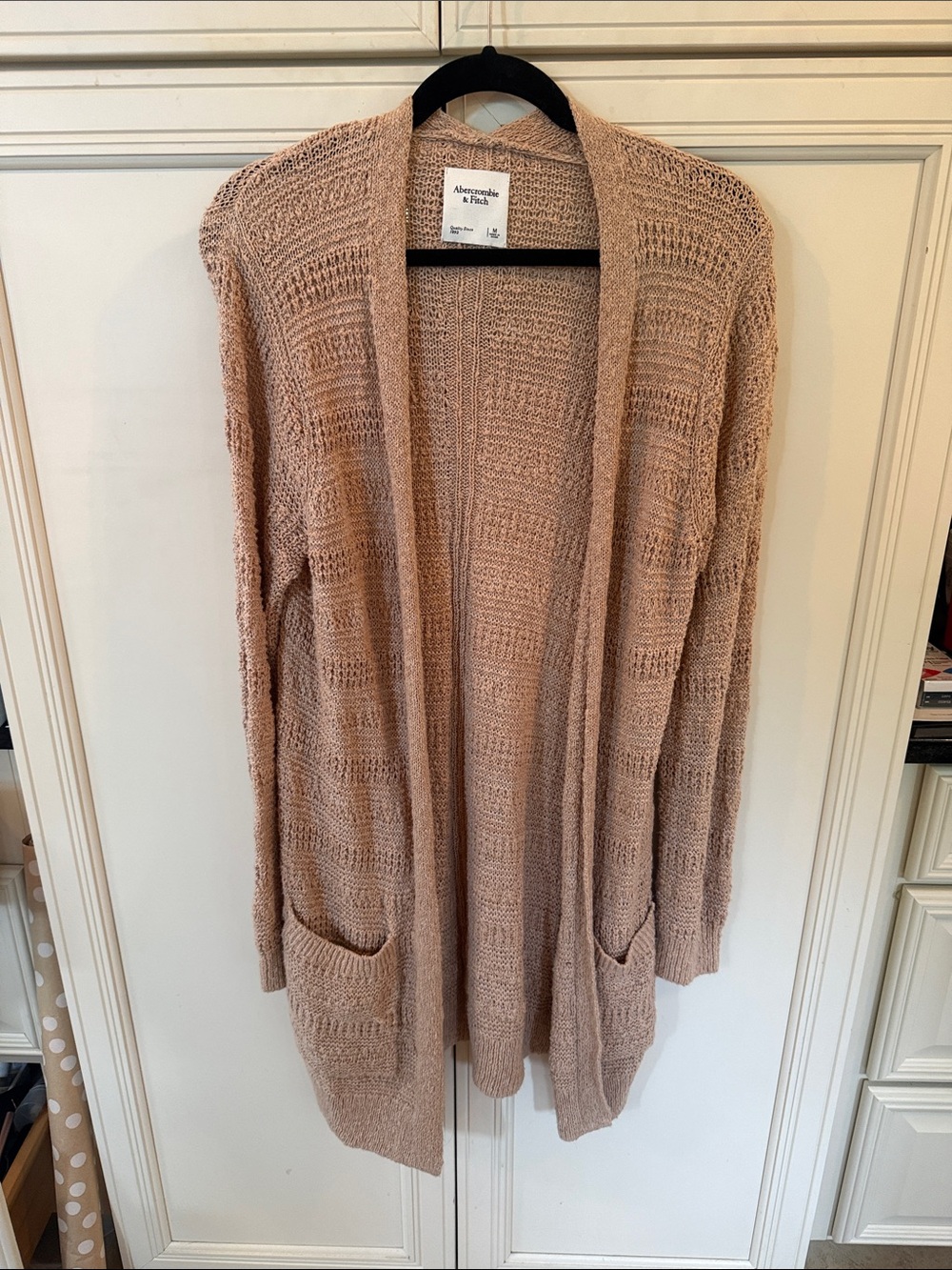 Abercrombie & Fitch Tan Open-Front Knit Cardigan
